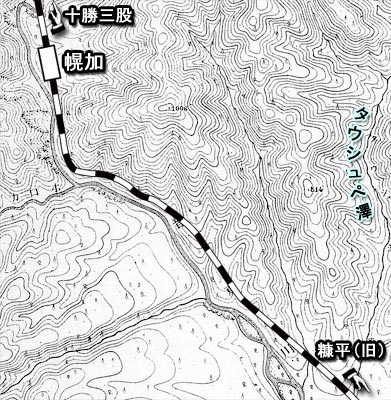 士幌線の変遷：5万分の1地形図【糠平】幌加周辺