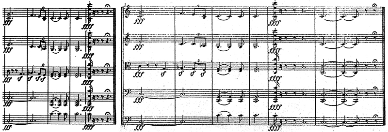 楽譜：チャイコフスキー 弦楽セレナーデ 第1楽章最後
