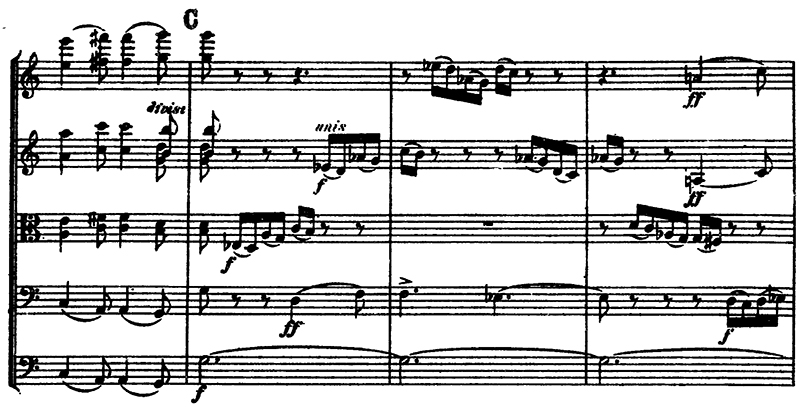 楽譜：チャイコフスキー弦楽セレナーデ 第1楽章より