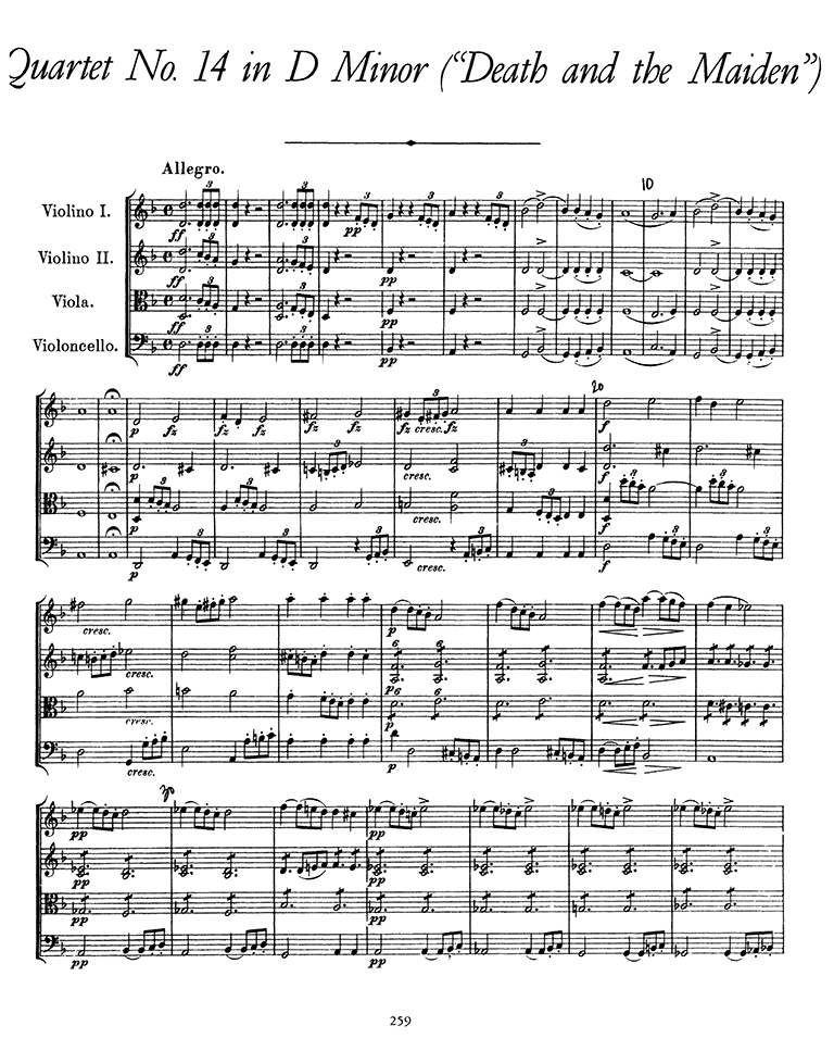 シューベルト [Schubert], 弦楽四重奏曲第14番ニ短調「死と乙女